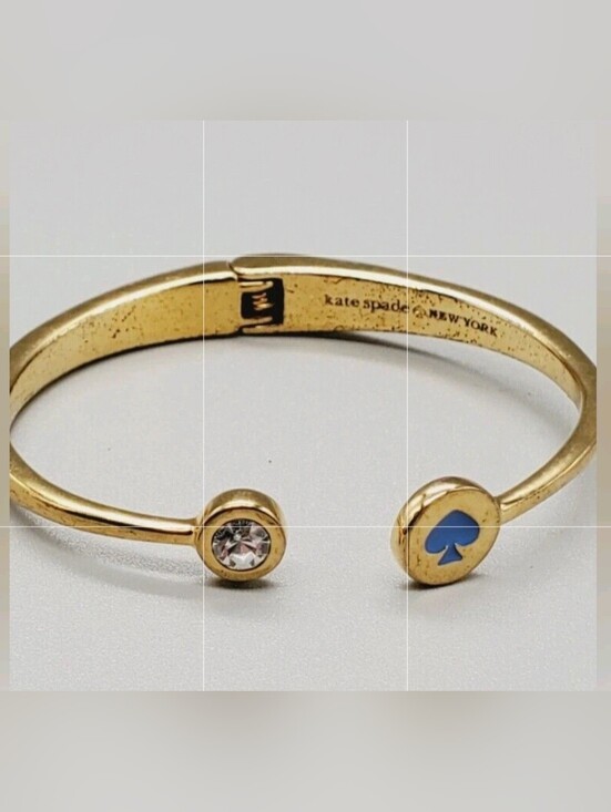 Jewelry - Kate Spade New York Gold Bangle Braclet w/ Blue Spade & Sparkling Crystal EUC